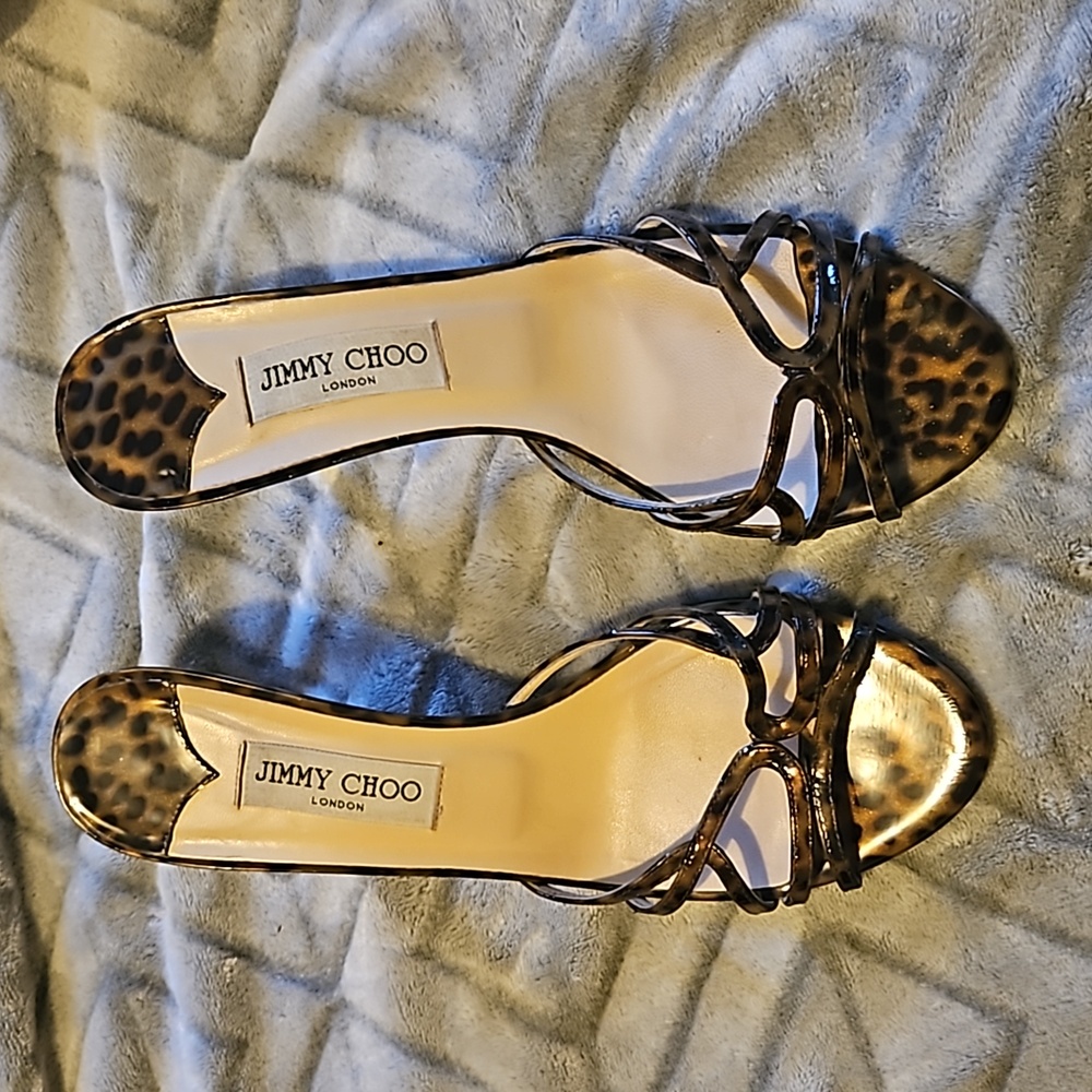 Jimmy Choo Ivana Leopatd print patent slide